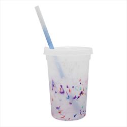 DA70822 22 oz. Rainbow Confetti Mood Cup with Straw Lid Set and Custom Imprint